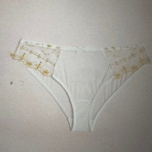 Brand New Embroidery Gold Laced & White Mesh Panty Various